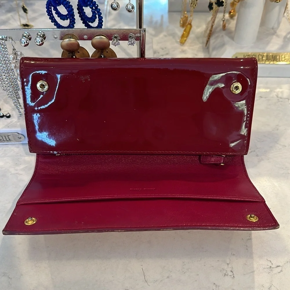 Miu Mui red patent leather continental wallet